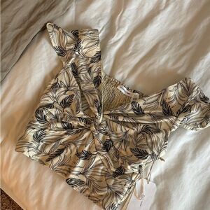 Floral Cream and Black Women's Top